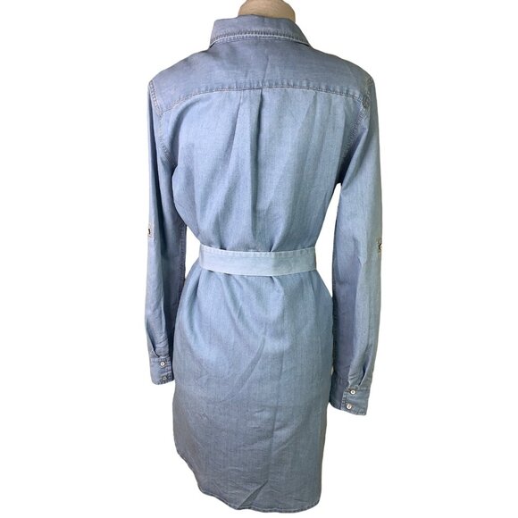 Victoria's Secret Women's Denim Jean Shirt Dress Sz 6 Belt Buttons Soft Y2K Vtg - Picture 3 of 6